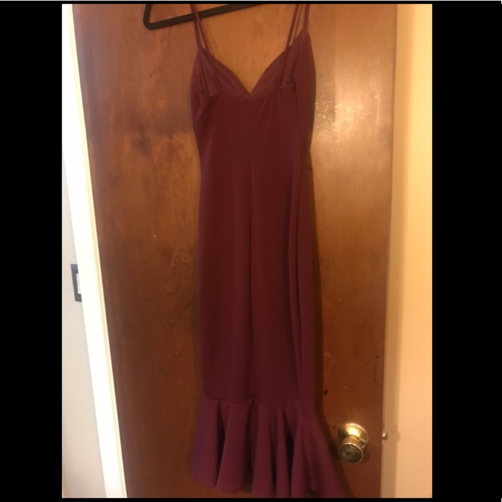 Small Plum Body Con Ruffle Dress - Picture 3 of 3